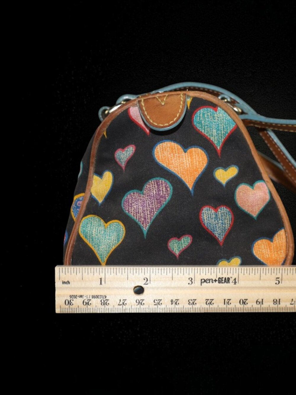 Vintage Dooney & Bourke Doodle Double Handle Multicolor Heart Barrel Bag - Picture 15 of 16